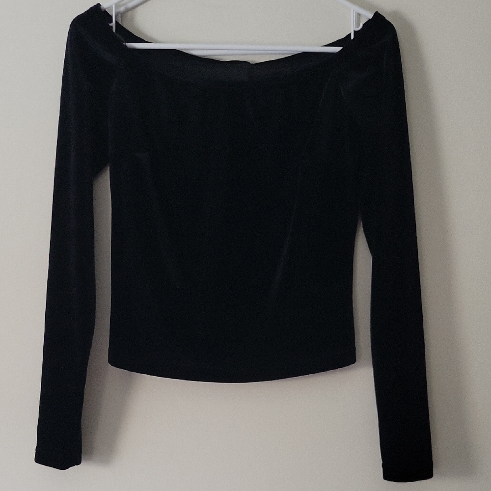Velvet Black Off-Shoulder Women's Top